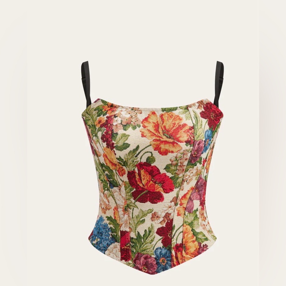 Commense Floral Tapestry Corset Top in Multicolor